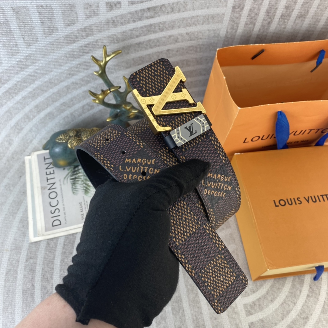 LV💕 特种皮腰带系列 ，原厂五金精品不锈钢扣，手感柔软舒适 宽3.8CM。