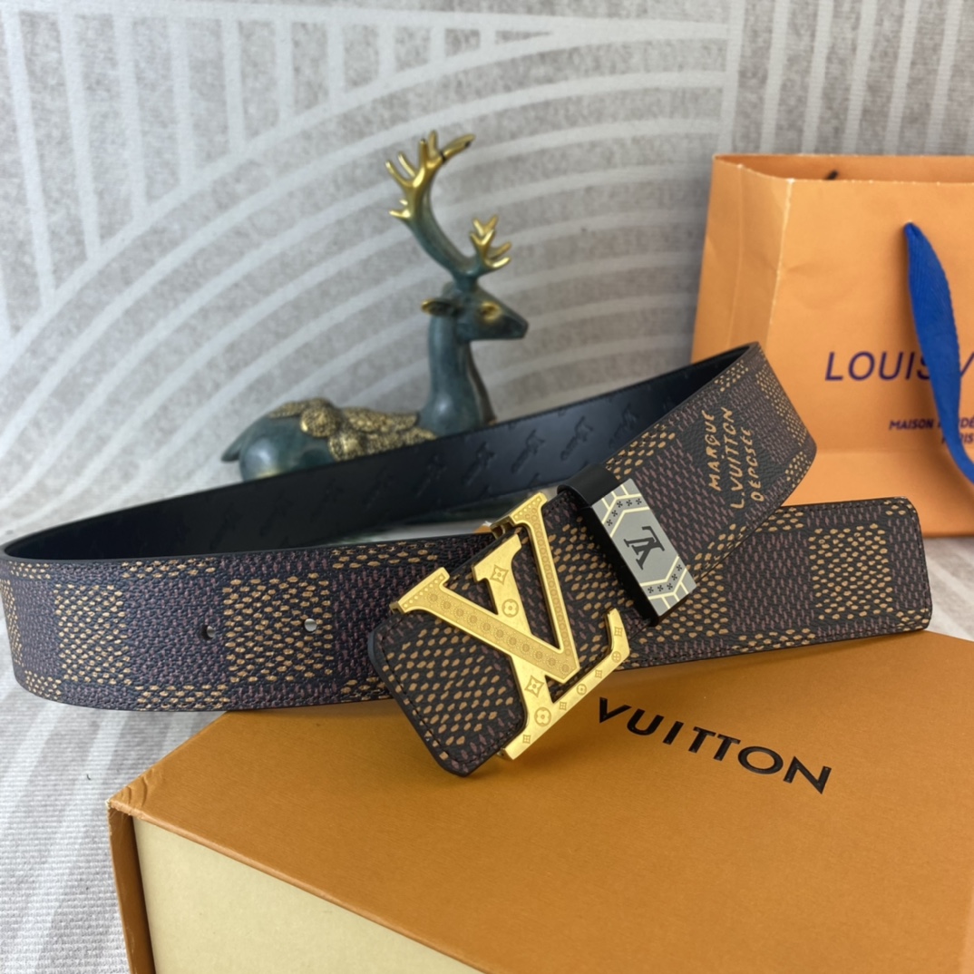 LV💕 特种皮腰带系列 ，原厂五金精品不锈钢扣，手感柔软舒适 宽3.8CM。