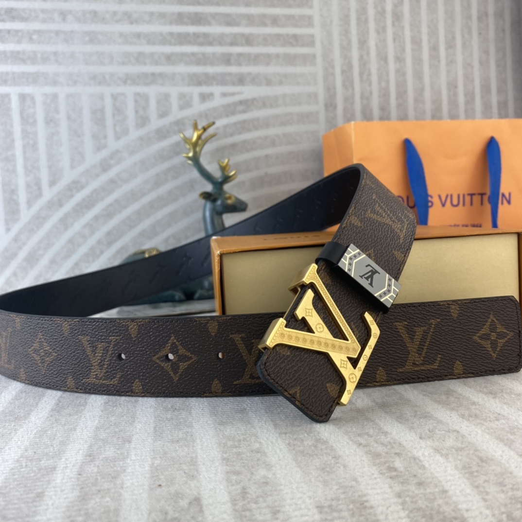 LV💕 特种皮腰带系列 ，原厂五金精品不锈钢扣，手感柔软舒适 宽3.8CM。