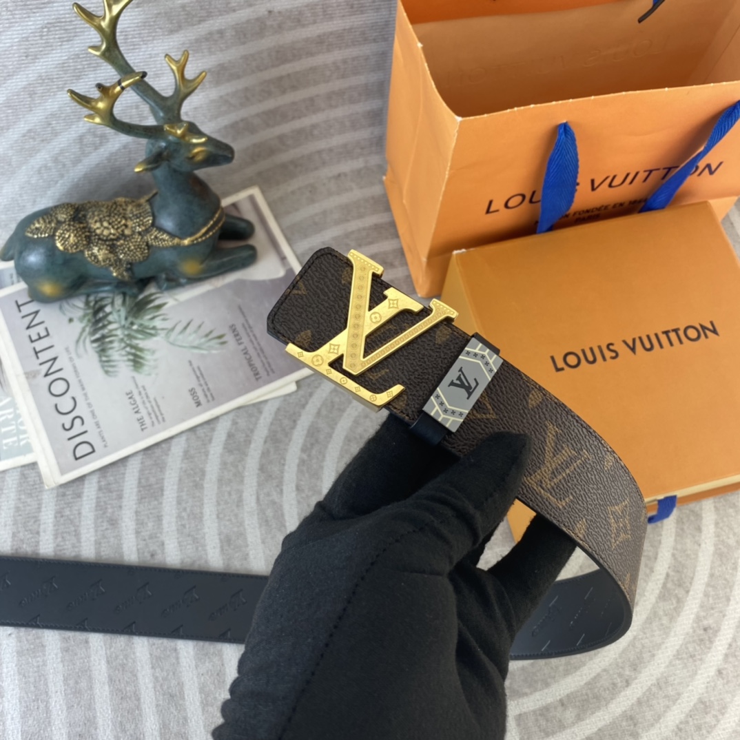 LV💕 特种皮腰带系列 ，原厂五金精品不锈钢扣，手感柔软舒适 宽3.8CM。
