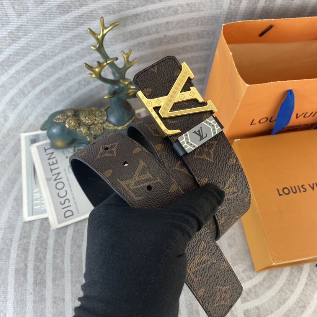 LV💕 特种皮腰带系列 ，原厂五金精品不锈钢扣，手感柔软舒适 宽3.8CM。