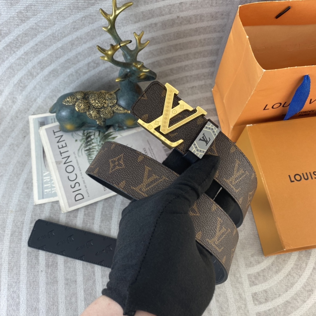 LV💕 特种皮腰带系列 ，原厂五金精品不锈钢扣，手感柔软舒适 宽3.8CM。
