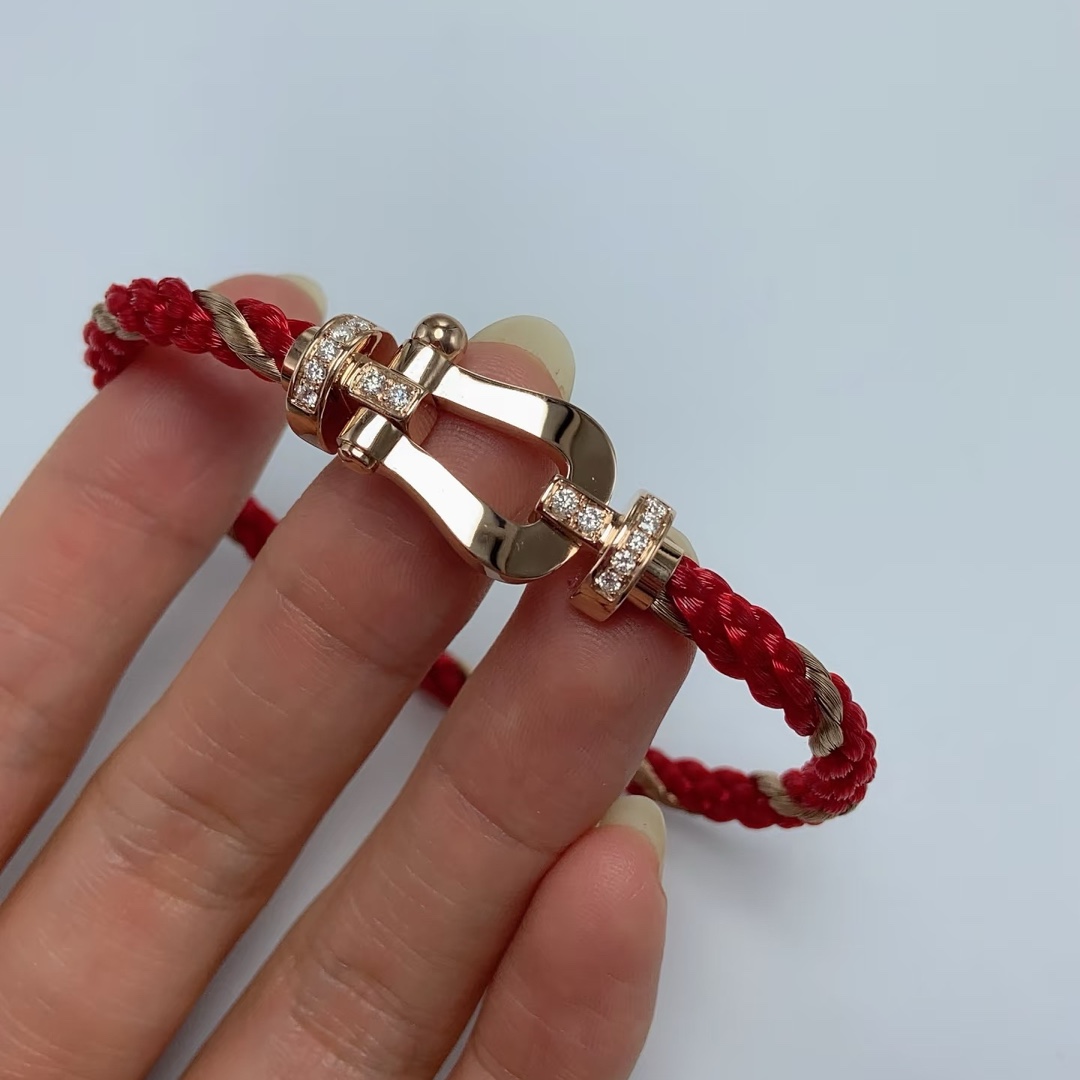  💥新品发布❤火爆🎉钢丝费雷德 Fred斐登满钻、半钻、无钻马蹄扣中性款高品质黑色钢丝绳手链手镯！本命绳