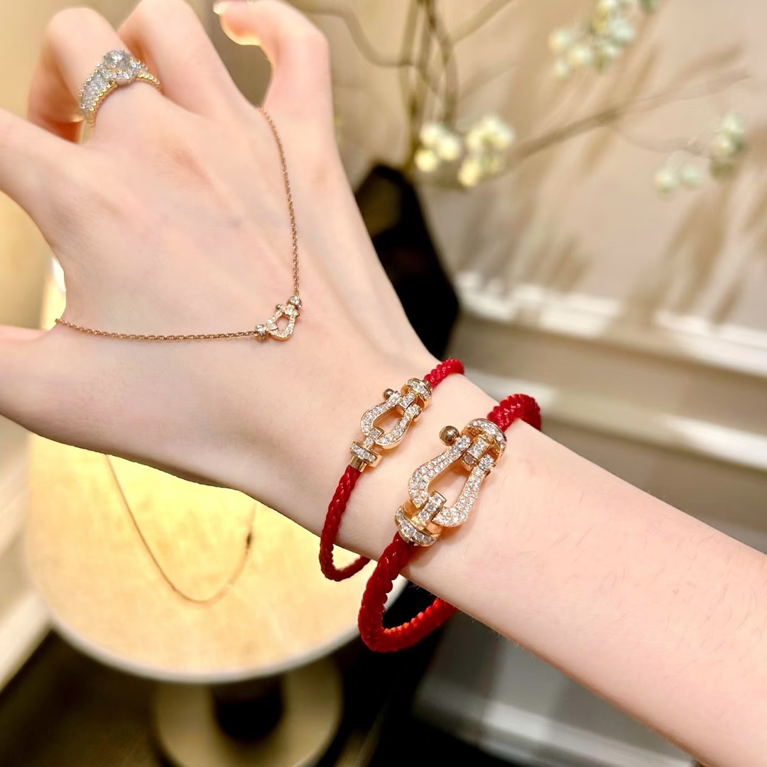  💥新品发布❤火爆🎉钢丝费雷德 Fred斐登满钻、半钻、无钻马蹄扣中性款高品质黑色钢丝绳手链手镯！本命绳