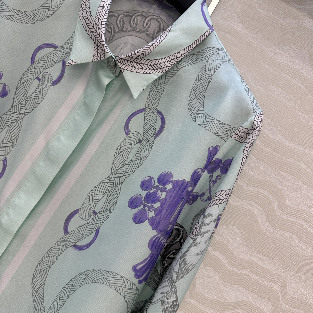 “P912 Original Women’s Suit: Mint Palefroi Remix Silk Shirt, High Quality, Various Sizes” - 图片 4