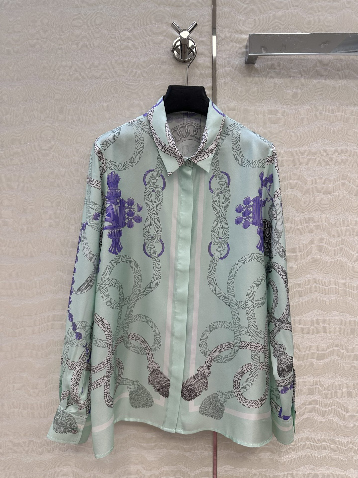 “P912 Original Women’s Suit: Mint Palefroi Remix Silk Shirt, High Quality, Various Sizes”