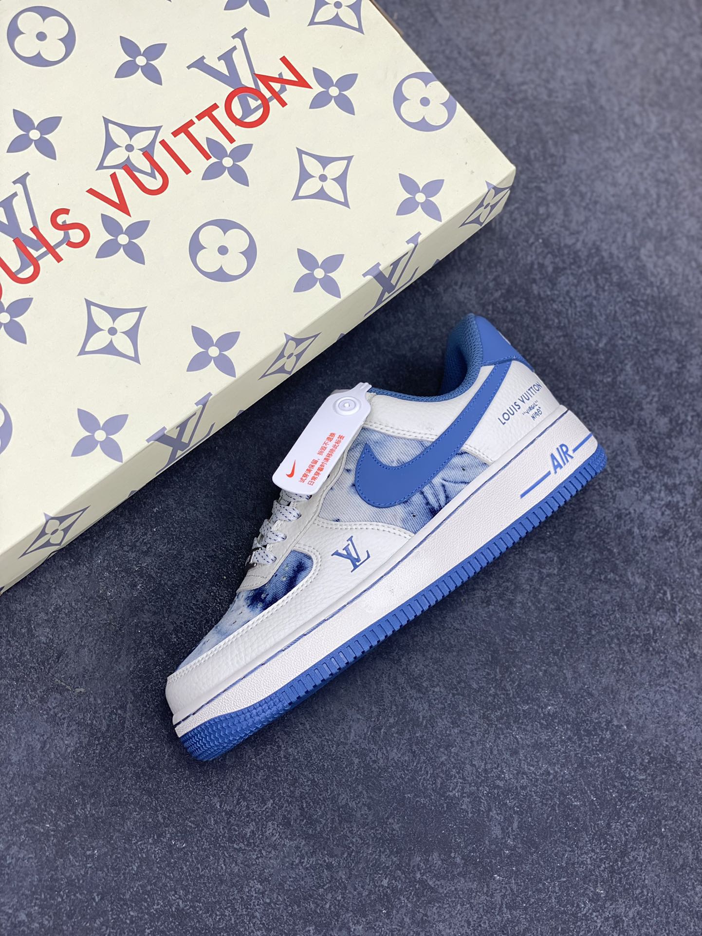 图片[7]-NIke Air Force 1 \’07 Low LV联名-蓝色海洋 空军一号低帮 运动鞋 休闲鞋 折边针车 工艺难度大 原楦头原纸板 原装鞋盒 原厂鞋底 超高清洁度 细节完美 货号：LW9279-019 尺码：36 36.5 37.5 38 38.5 39 40 40.5 41 42 42.5 43 44 44.5 45-选品中心