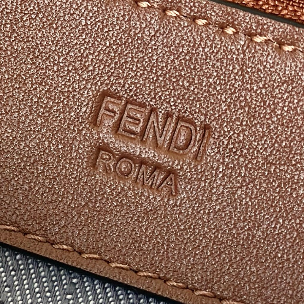 Fendi Boston Handbag in Denim Jacquard with FF Logo and Leather Trim 8 i1752142413 8624 6