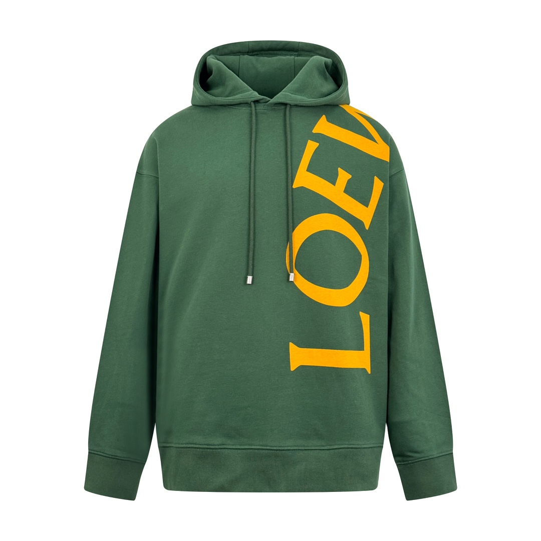 NO:451646,.Loewe printed hooded sweatshirt, fixed dyeing, high-string cotton light dark green spun sweatshirt base fabric, delicate as silk, comfortable to fit the skin, mainly with deep and restrained light dark green, like a clear spring in a quiet forest, eye-catching yellow LOEWE print on the side, instantly becoming the visual focus, showing the luxury style, Craft 1 imported slurry color printing, printed on dyed fabric with dyeing agent, destroying dye, forming a pattern printing process, colored patterns are printed at the same time, clear lines are fine, strong color fastness, Craft 2: The fabric is washed, with better texture, not easy to deform, not easy to shrink, not easy to fade, maintaining long-term beauty, customization of auxiliary materials 1:1 Loewe alloy flat cap Customization 1:1 Loewe  Trademark Loose style Size S M L XL Exclusive, loewe, hoodie, sweatshirts,hats,alexander wang19860909.Loewe 印花连帽卫衣 定染高支全棉浅墨绿纺卫衣基布 细腻如丝 舒适贴肤 以深沉而内敛的浅墨绿为主调 宛如静谧森林中一泓清泉 侧边醒目的黄色LOEWE印花作点缀 以大胆的设计宣告着品牌的尊贵 瞬间成为视觉焦点 尽显奢华风范 工艺1进口浆彩拔印花 用拔染剂印在已经染色的织物上 将染料破坏 形成花纹的印花工艺 在拔染的同时印上彩色图案 线条清晰 图案精细 色牢度强 工艺2: 面料都经过浇洗 手感质感更佳 不易变形 不易缩水 不易褪色 保持长久的美观 辅料定制1:1 Loewe 合金平面帽盖 定制1:1 Loewe 商标 版型宽松版型 尺码 S M L XL 独家专供,,loewe,hoodie,sweatshirts,hats,alexander wang,Men's clothing