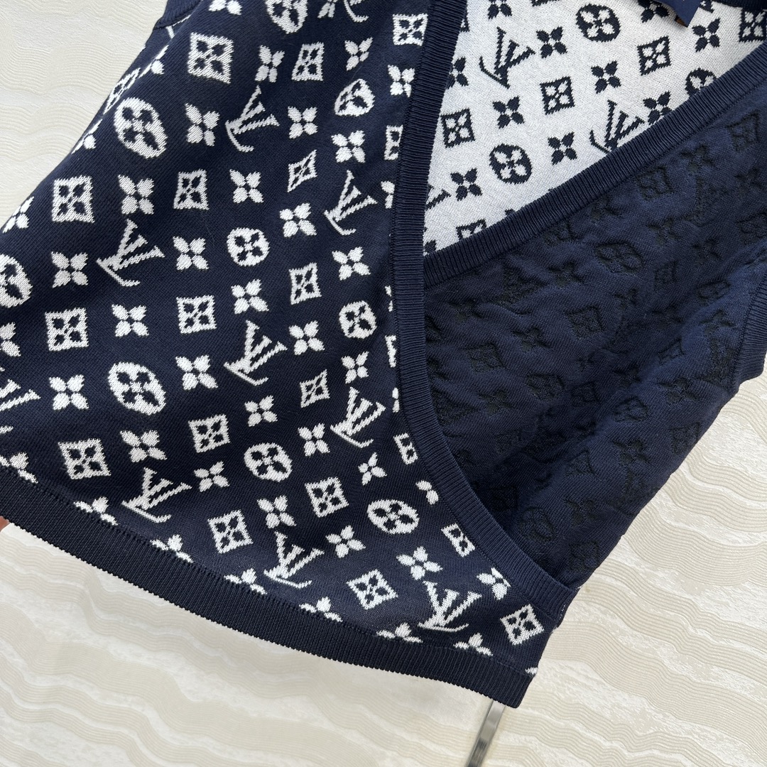 独家首发❤️原单品质！25s春夏 度假新品针织抹胸小背心，定制海军蓝MONOGRAM提花撞色。18针徳国