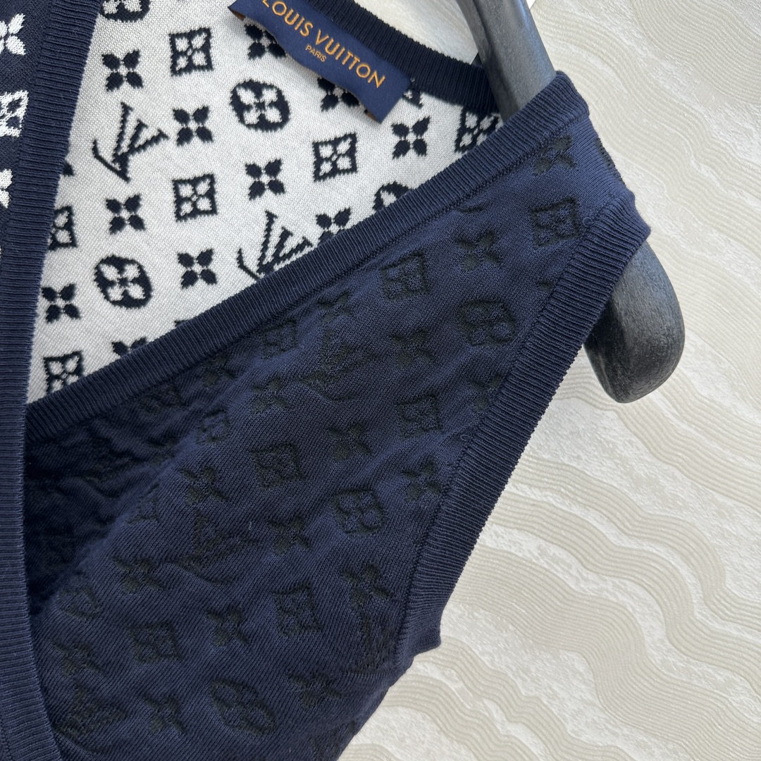 独家首发❤️原单品质！25s春夏 度假新品针织抹胸小背心，定制海军蓝MONOGRAM提花撞色。18针徳国
