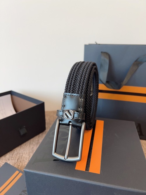 Zegna Men's Braided Belt: Silk-Like Weave, High Elasticity, Summer Style