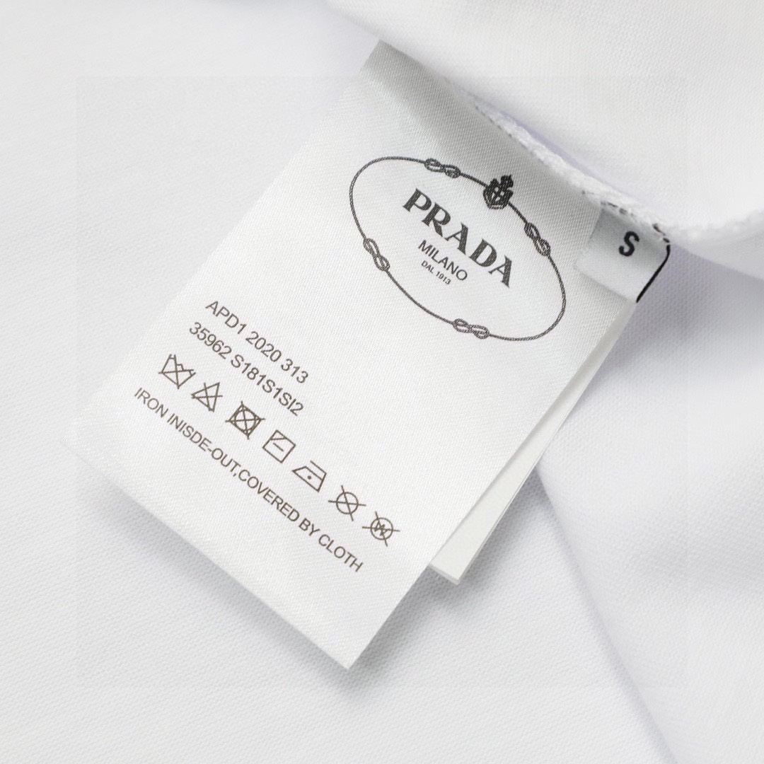 普拉达/Prada 夏季新款 经典红色胶条圆领短袖T恤 黑色/白色