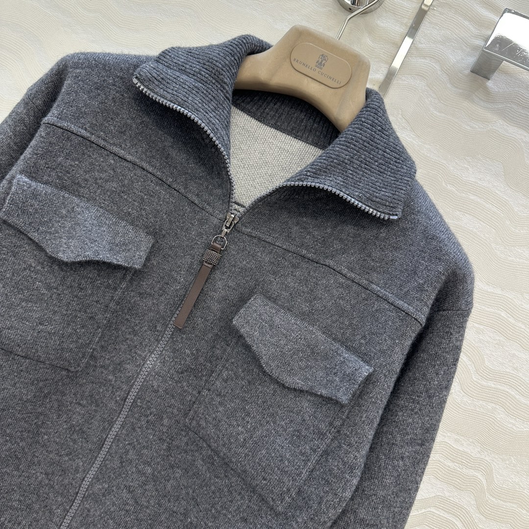 独家首发🍒高端原单品质！行走的高定，BC针织羊绒外套！优雅惬意气质中高领双开拉链设计。进口96羊绒纱线1