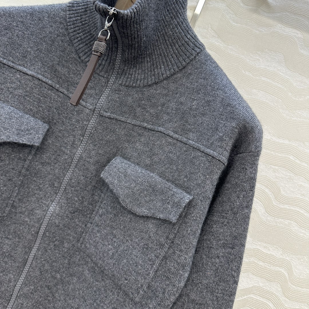 独家首发🍒高端原单品质！行走的高定，BC针织羊绒外套！优雅惬意气质中高领双开拉链设计。进口96羊绒纱线1