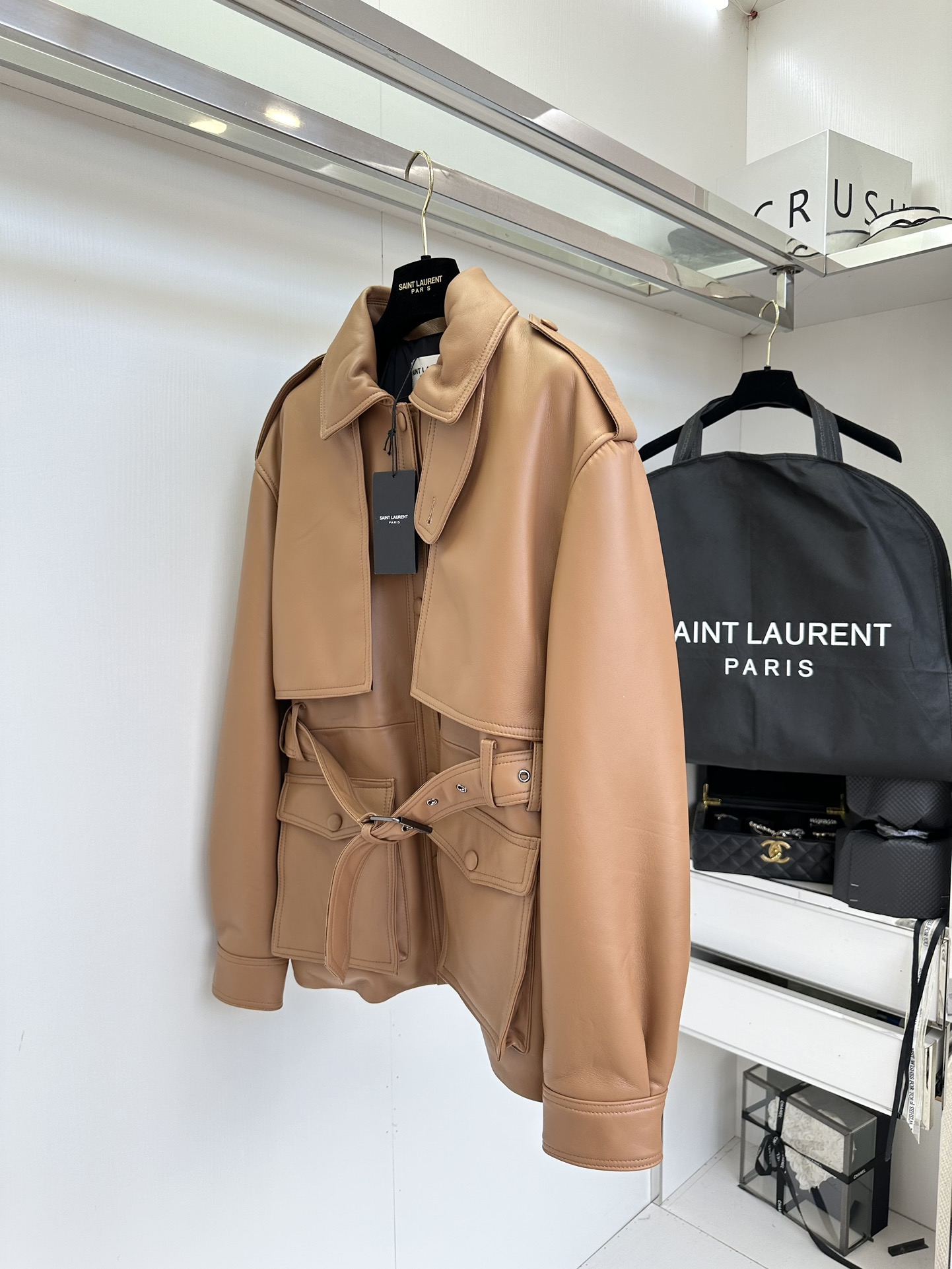 Women's Lambskin Leather Jacket - Utility Style with Belted Waist 4 i1752303764 278 2