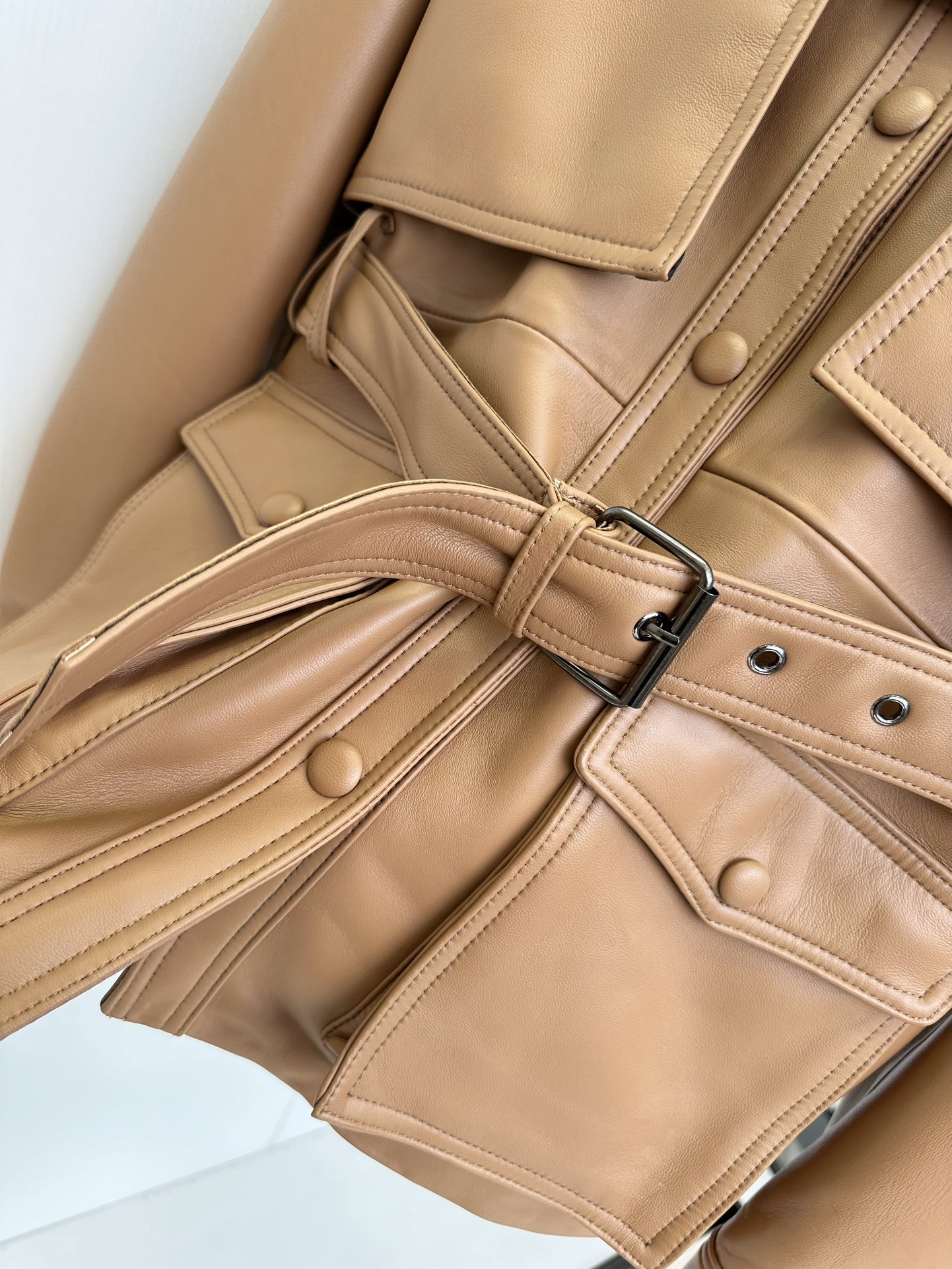 Women's Lambskin Leather Jacket - Utility Style with Belted Waist 10 i1752303764 6381 8