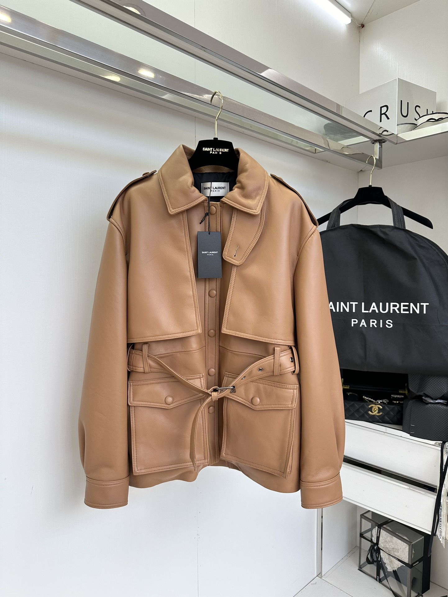 Women's Lambskin Leather Jacket - Utility Style with Belted Waist 2 i1752303764 6585 0