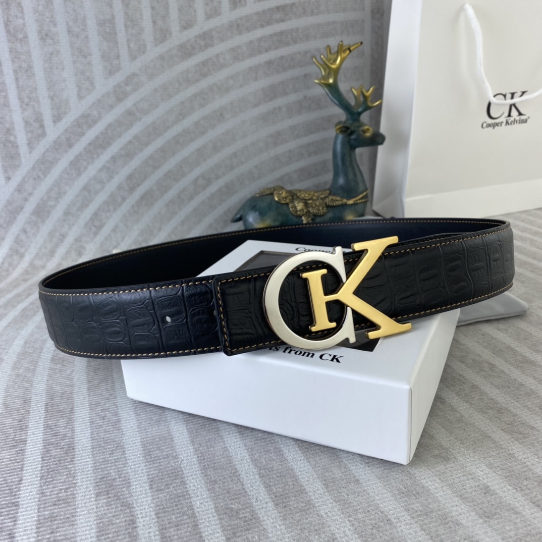 CK 💕 特种皮腰带系列 ，原厂五金精品不锈钢扣，手感柔软舒适 宽3.8CM。