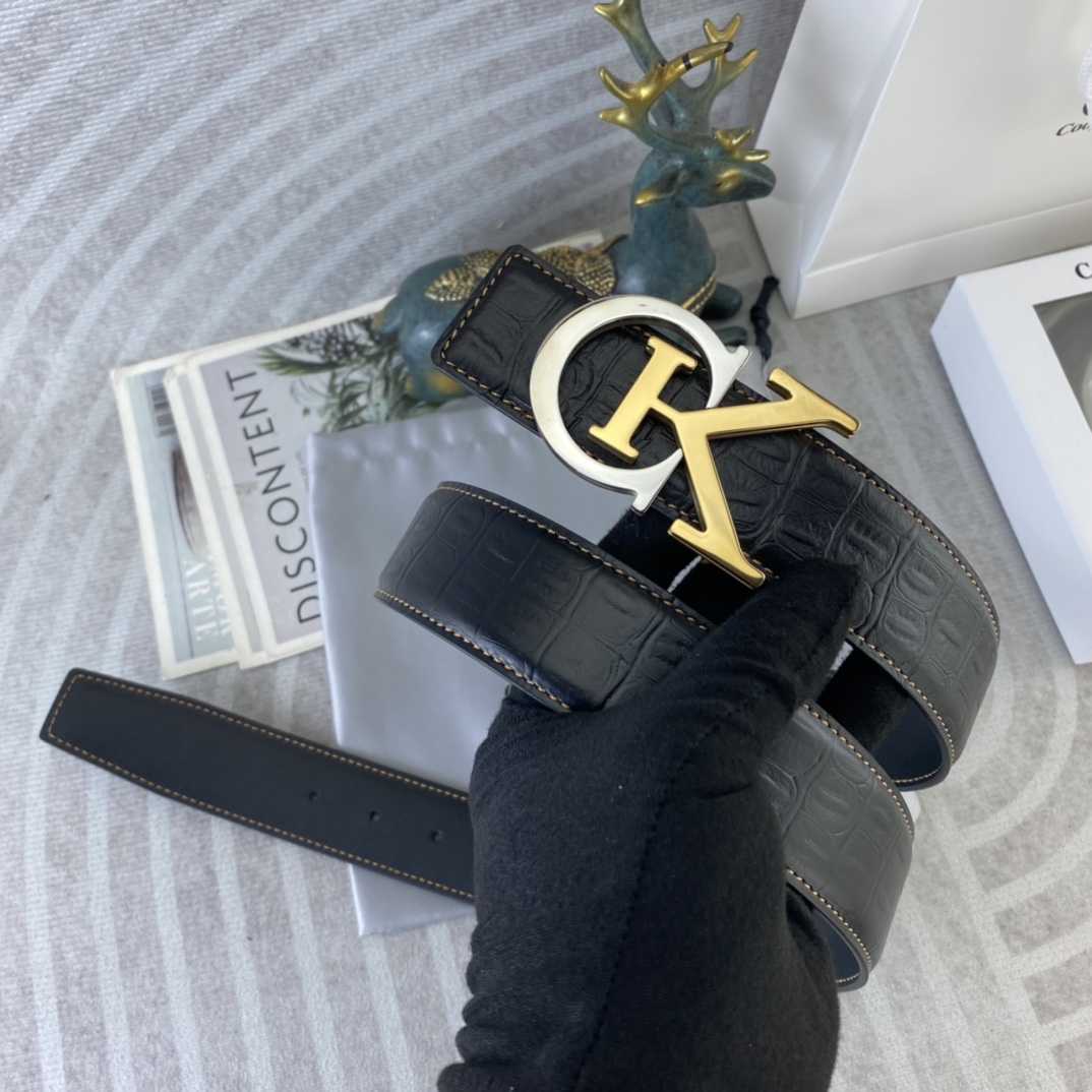 CK 💕 特种皮腰带系列 ，原厂五金精品不锈钢扣，手感柔软舒适 宽3.8CM。