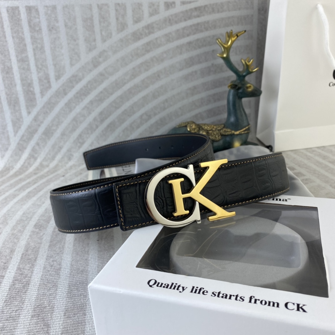 CK 💕 特种皮腰带系列 ，原厂五金精品不锈钢扣，手感柔软舒适 宽3.8CM。