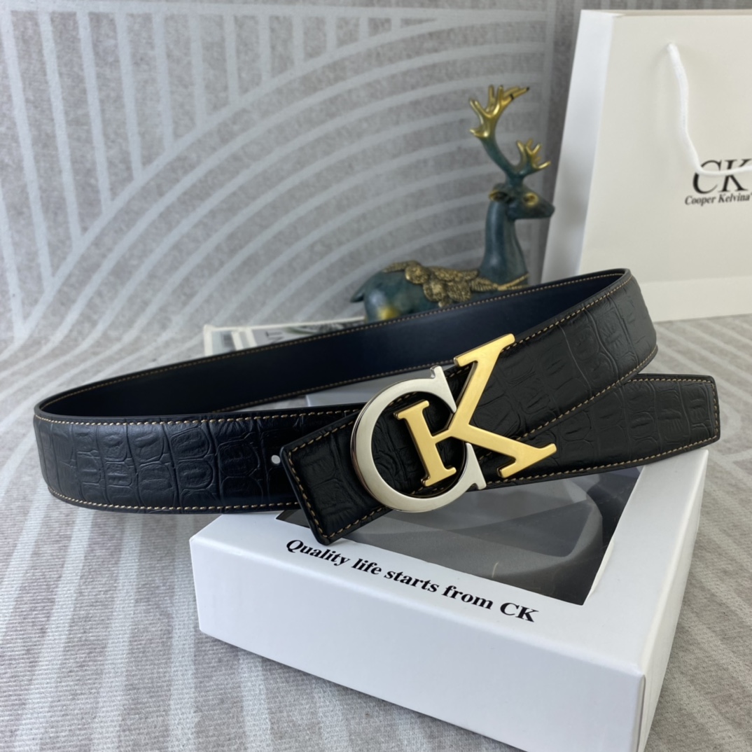 CK 💕 特种皮腰带系列 ，原厂五金精品不锈钢扣，手感柔软舒适 宽3.8CM。