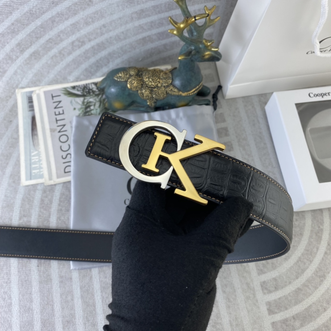 CK 💕 特种皮腰带系列 ，原厂五金精品不锈钢扣，手感柔软舒适 宽3.8CM。
