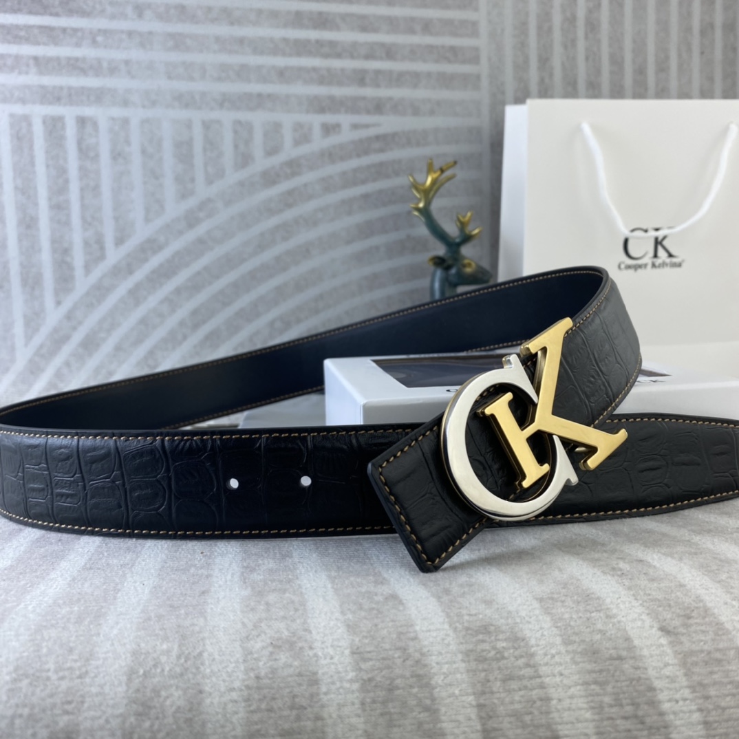 CK 💕 特种皮腰带系列 ，原厂五金精品不锈钢扣，手感柔软舒适 宽3.8CM。