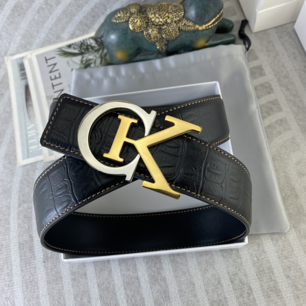 CK 💕 特种皮腰带系列 ，原厂五金精品不锈钢扣，手感柔软舒适 宽3.8CM。