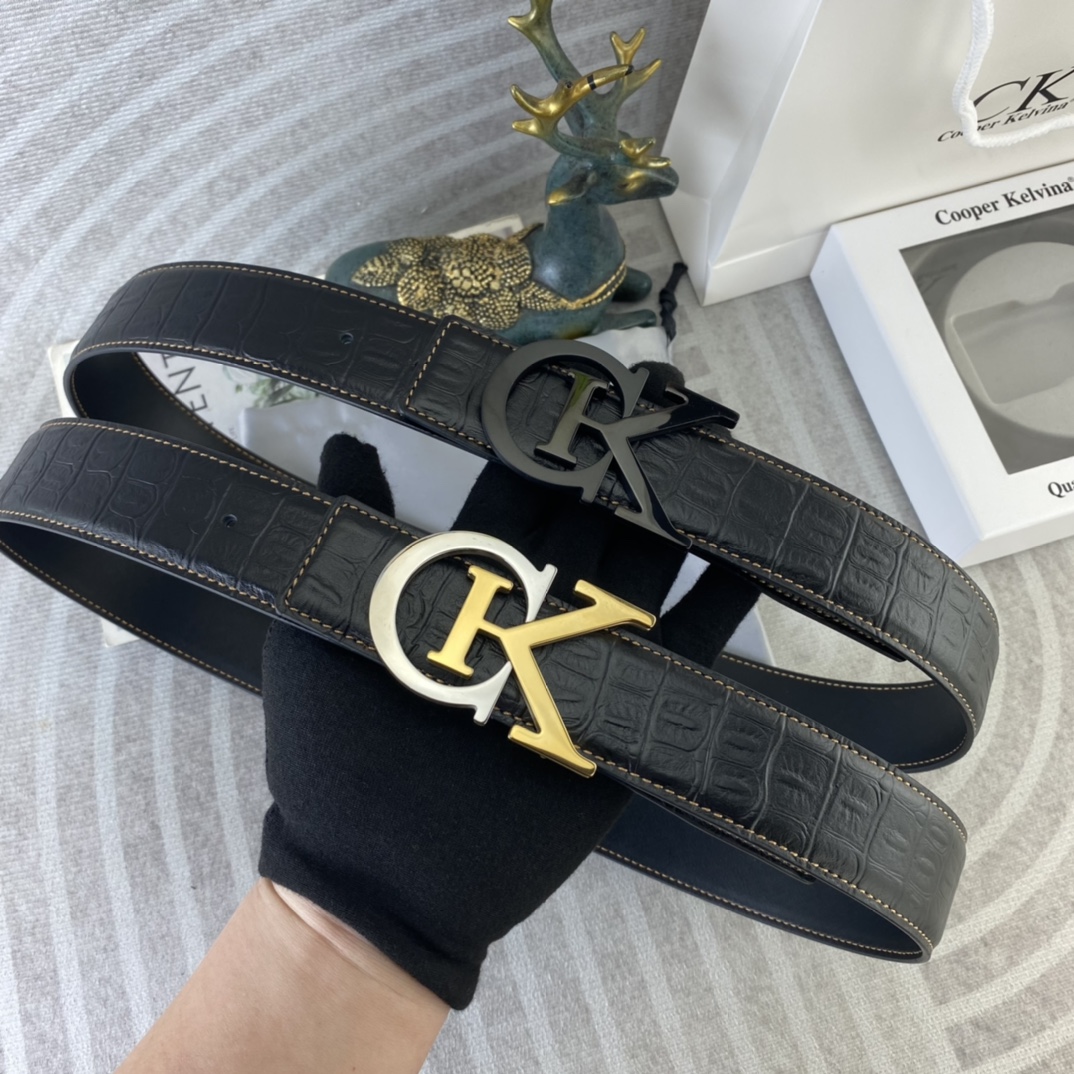 CK 💕 特种皮腰带系列 ，原厂五金精品不锈钢扣，手感柔软舒适 宽3.8CM。