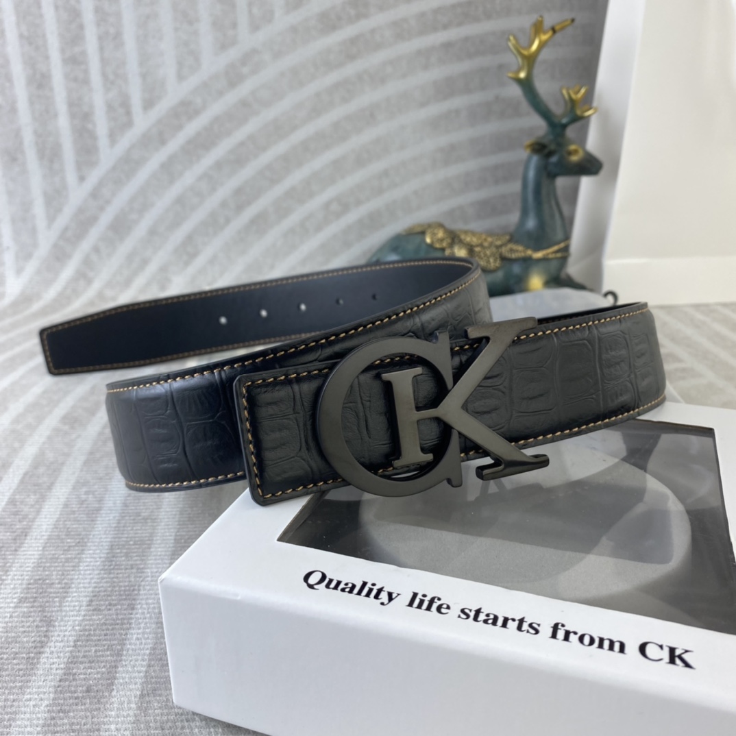 CK 💕 特种皮腰带系列 ，原厂五金精品不锈钢扣，手感柔软舒适 宽3.8CM。
