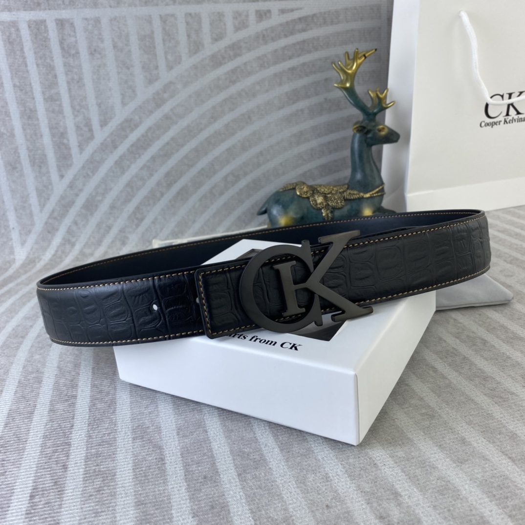 CK 💕 特种皮腰带系列 ，原厂五金精品不锈钢扣，手感柔软舒适 宽3.8CM。