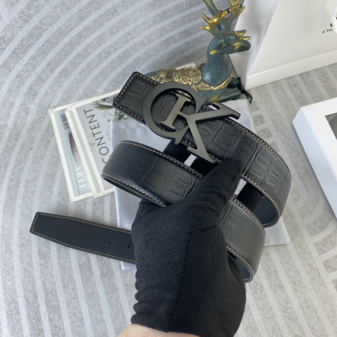 CK 💕 特种皮腰带系列 ，原厂五金精品不锈钢扣，手感柔软舒适 宽3.8CM。