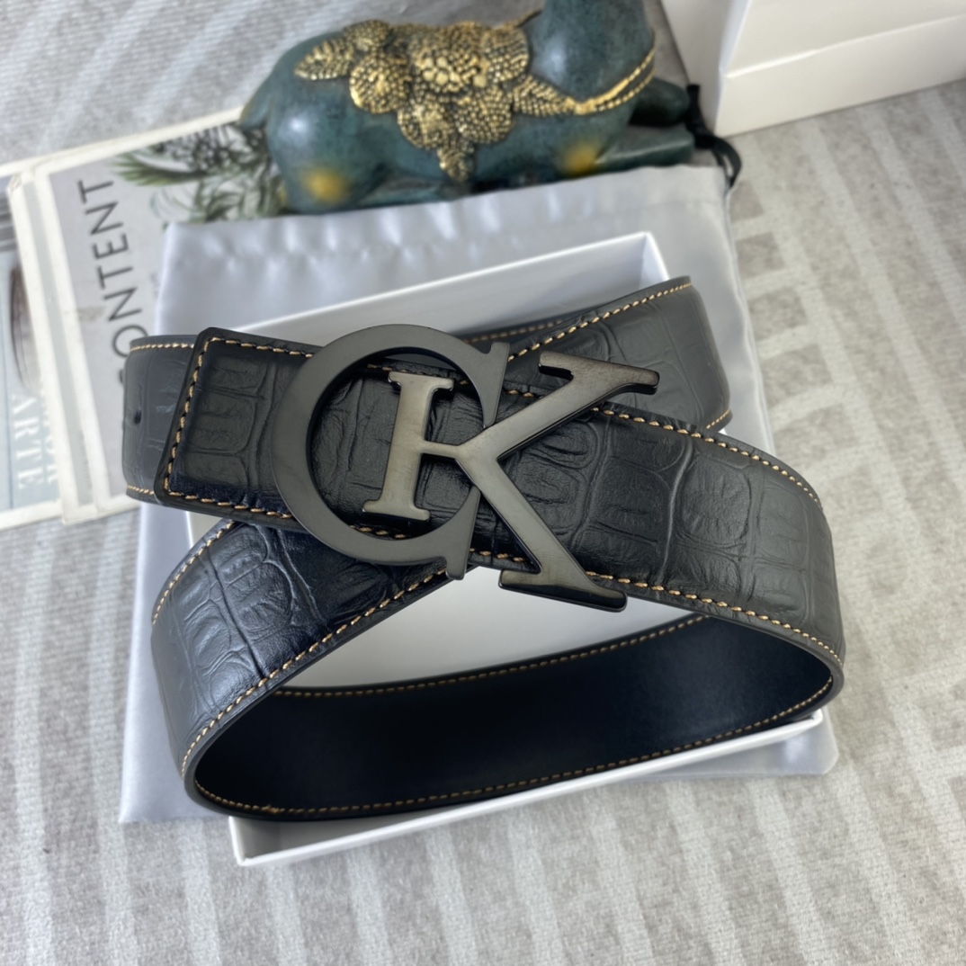 CK 💕 特种皮腰带系列 ，原厂五金精品不锈钢扣，手感柔软舒适 宽3.8CM。
