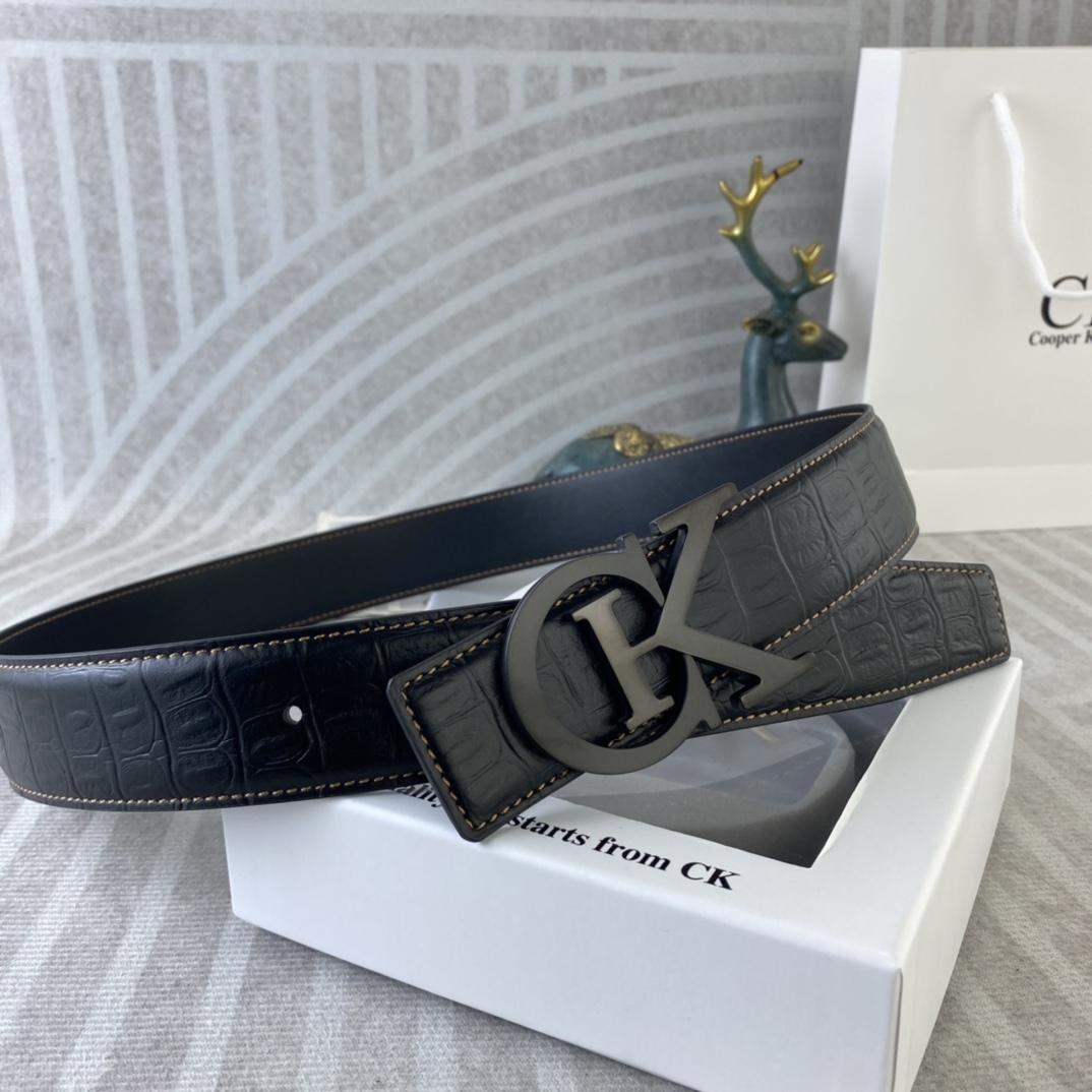 CK 💕 特种皮腰带系列 ，原厂五金精品不锈钢扣，手感柔软舒适 宽3.8CM。