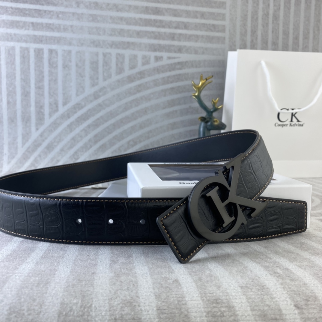 CK 💕 特种皮腰带系列 ，原厂五金精品不锈钢扣，手感柔软舒适 宽3.8CM。