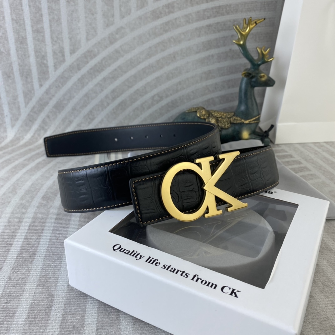 CK 💕 特种皮腰带系列 ，原厂五金精品不锈钢扣，手感柔软舒适 宽3.8CM。