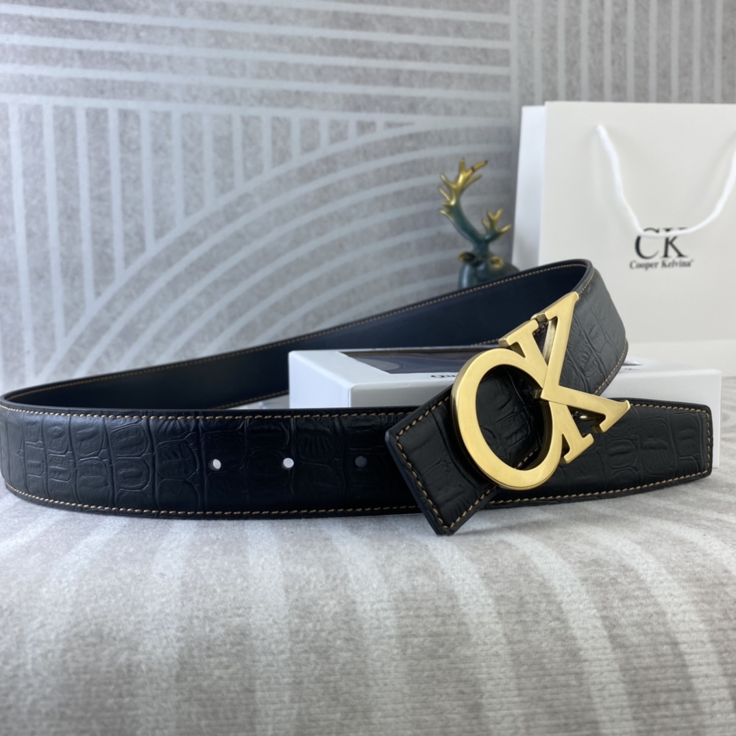 CK 💕 特种皮腰带系列 ，原厂五金精品不锈钢扣，手感柔软舒适 宽3.8CM。