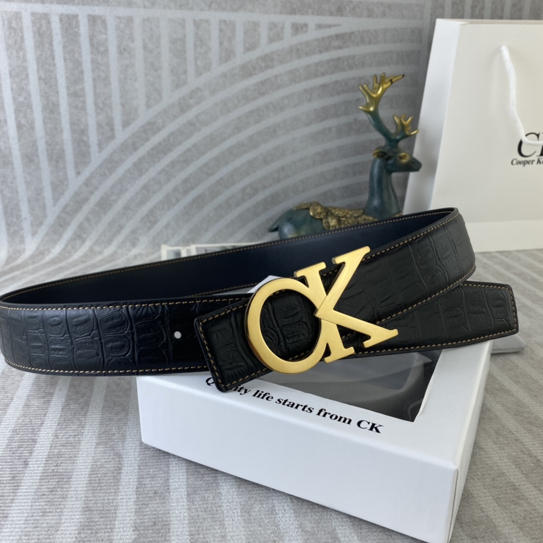CK 💕 特种皮腰带系列 ，原厂五金精品不锈钢扣，手感柔软舒适 宽3.8CM。