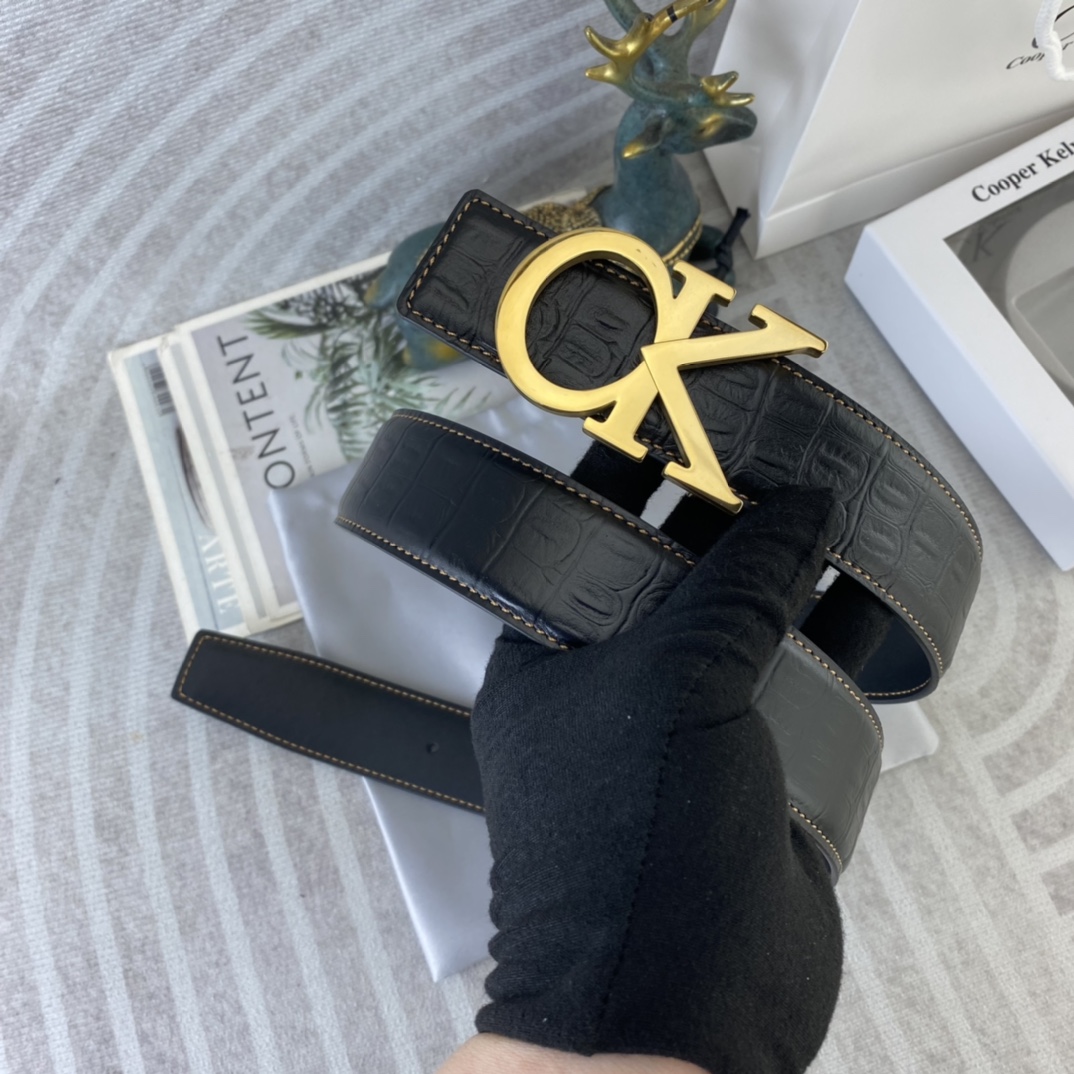 CK 💕 特种皮腰带系列 ，原厂五金精品不锈钢扣，手感柔软舒适 宽3.8CM。