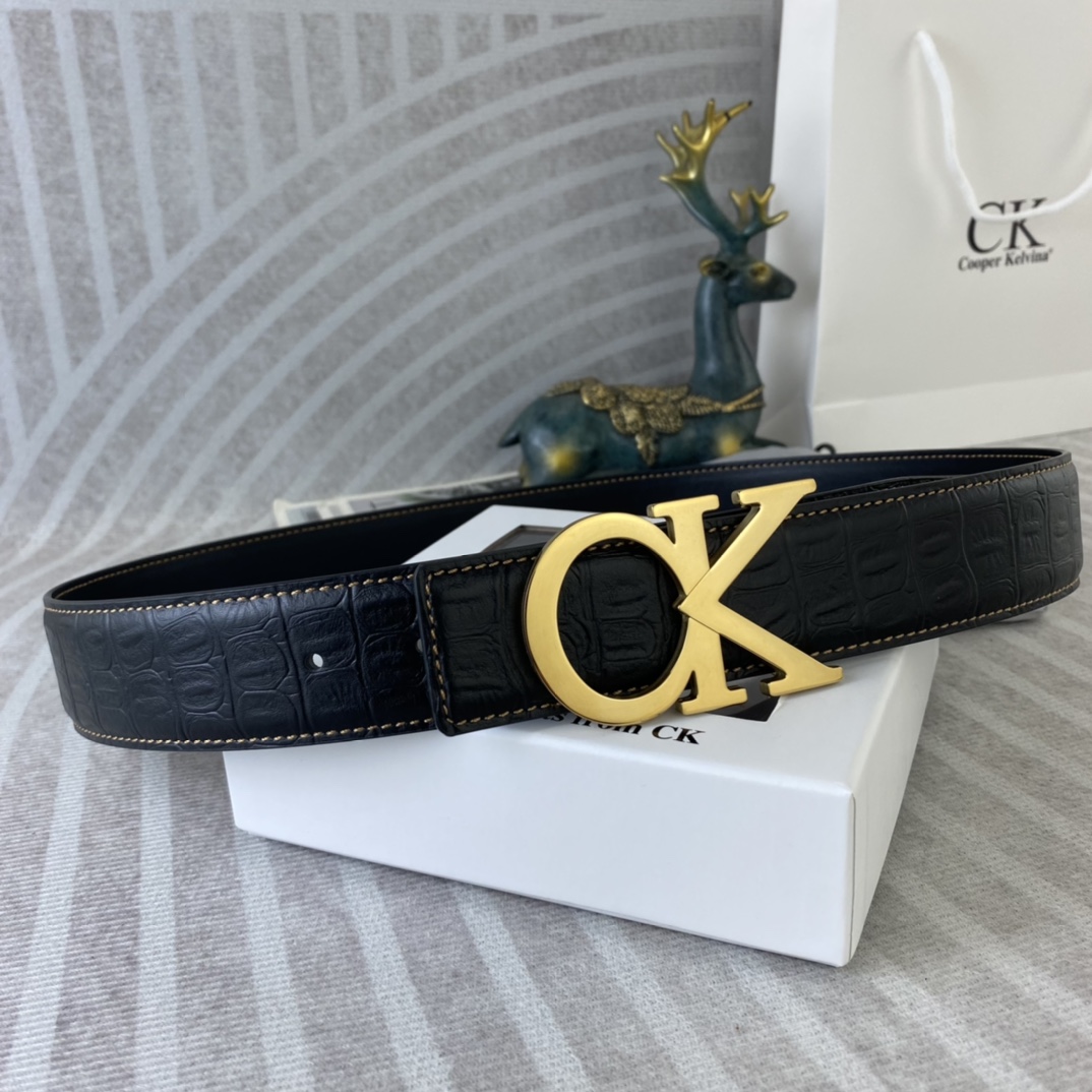 CK 💕 特种皮腰带系列 ，原厂五金精品不锈钢扣，手感柔软舒适 宽3.8CM。