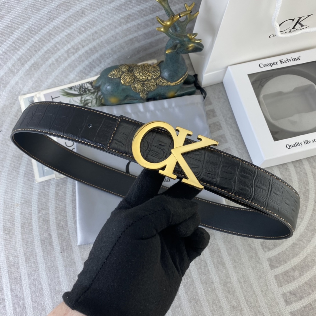 CK 💕 特种皮腰带系列 ，原厂五金精品不锈钢扣，手感柔软舒适 宽3.8CM。