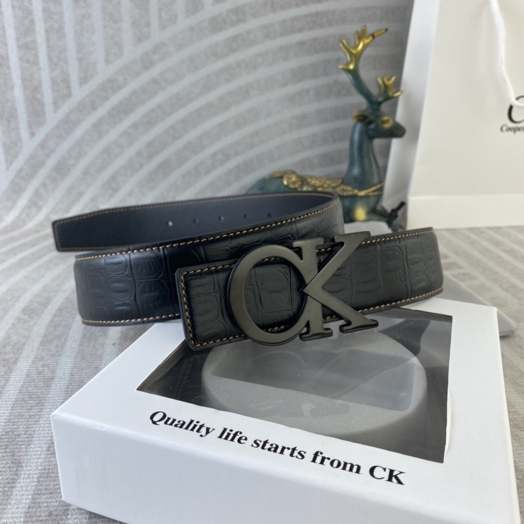CK 💕 特种皮腰带系列 ，原厂五金精品不锈钢扣，手感柔软舒适 宽3.8CM。