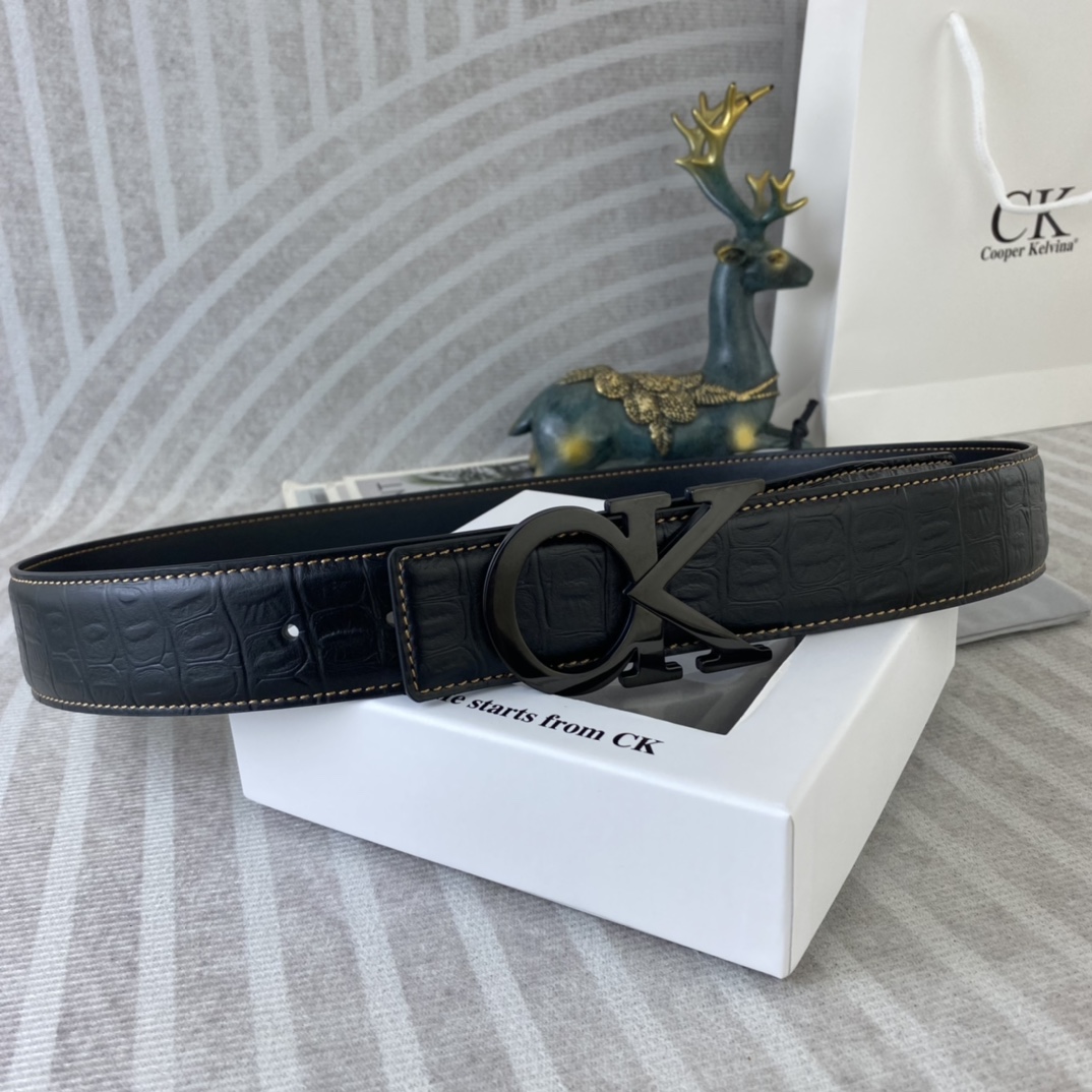 CK 💕 特种皮腰带系列 ，原厂五金精品不锈钢扣，手感柔软舒适 宽3.8CM。