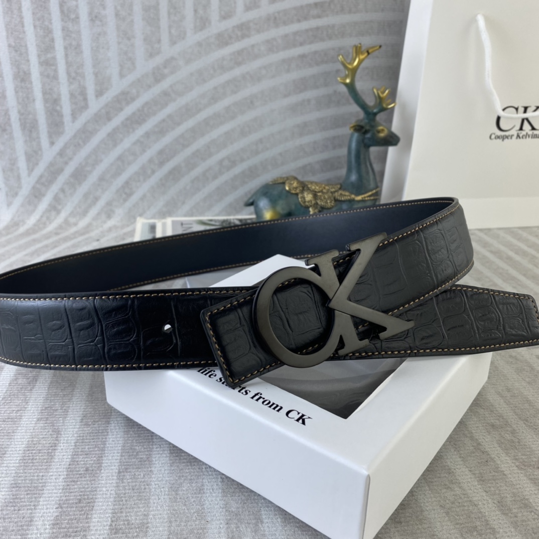 CK 💕 特种皮腰带系列 ，原厂五金精品不锈钢扣，手感柔软舒适 宽3.8CM。
