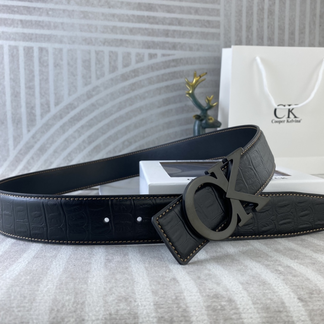 CK 💕 特种皮腰带系列 ，原厂五金精品不锈钢扣，手感柔软舒适 宽3.8CM。