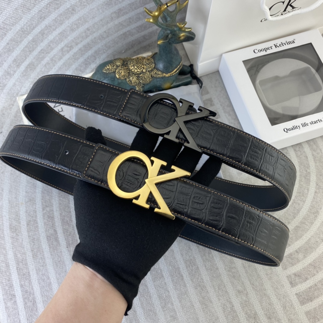 CK 💕 特种皮腰带系列 ，原厂五金精品不锈钢扣，手感柔软舒适 宽3.8CM。