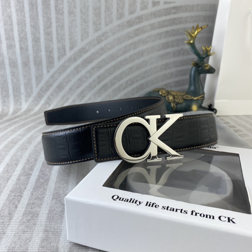 CK 💕 特种皮腰带系列 ，原厂五金精品不锈钢扣，手感柔软舒适 宽3.8CM。