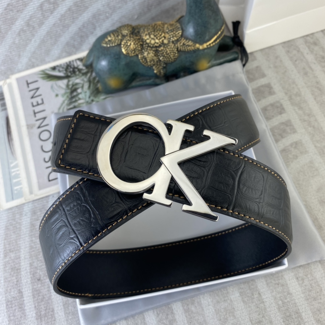 CK 💕 特种皮腰带系列 ，原厂五金精品不锈钢扣，手感柔软舒适 宽3.8CM。