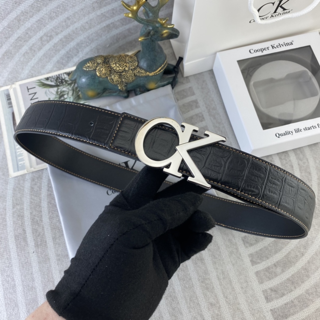 CK 💕 特种皮腰带系列 ，原厂五金精品不锈钢扣，手感柔软舒适 宽3.8CM。